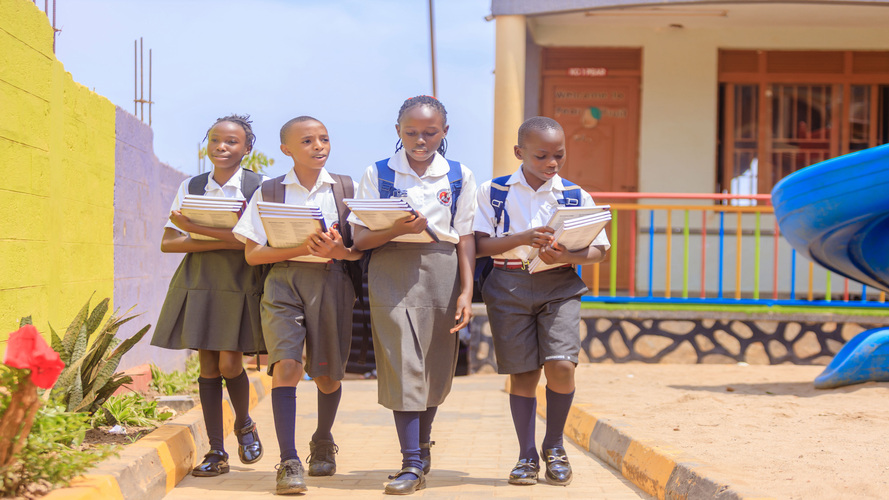 Upper primary students studying